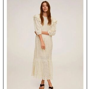 Mango Ruffled Open-Work Dress NWT
